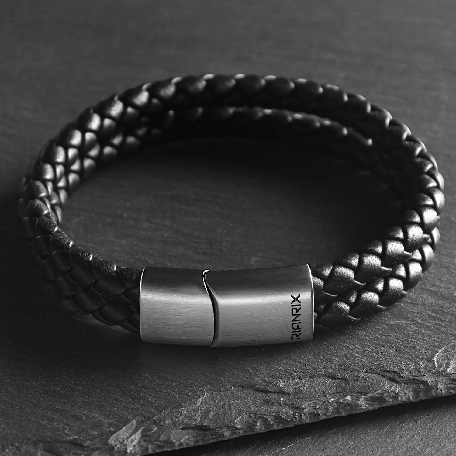 Cassian - 6mm Double-Layer Nappa Leather Bracelet in Classic Black