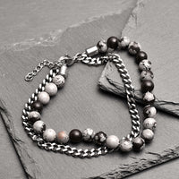 Thorne - Snowflake natural stone and stainless steel bracelet