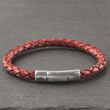 Alex - 6mm bolo genuine leather bracelet in antique red