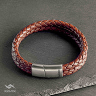 Beckett - 6mm Premium Double-Layer Leather Bracelet ( Saddle Brown)