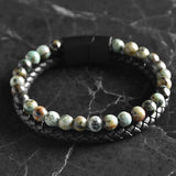 Caleb - Genuine leather bracelet with African Turquoise stone