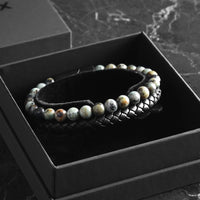 Caleb - Genuine leather bracelet with African Turquoise stone