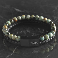 Caleb - Genuine leather bracelet with African Turquoise stone