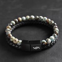 Caleb - Leather bracelet with African Turquoise stone