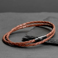 Clayton - 3mm super soft genuine leather bracelet in saddle brown