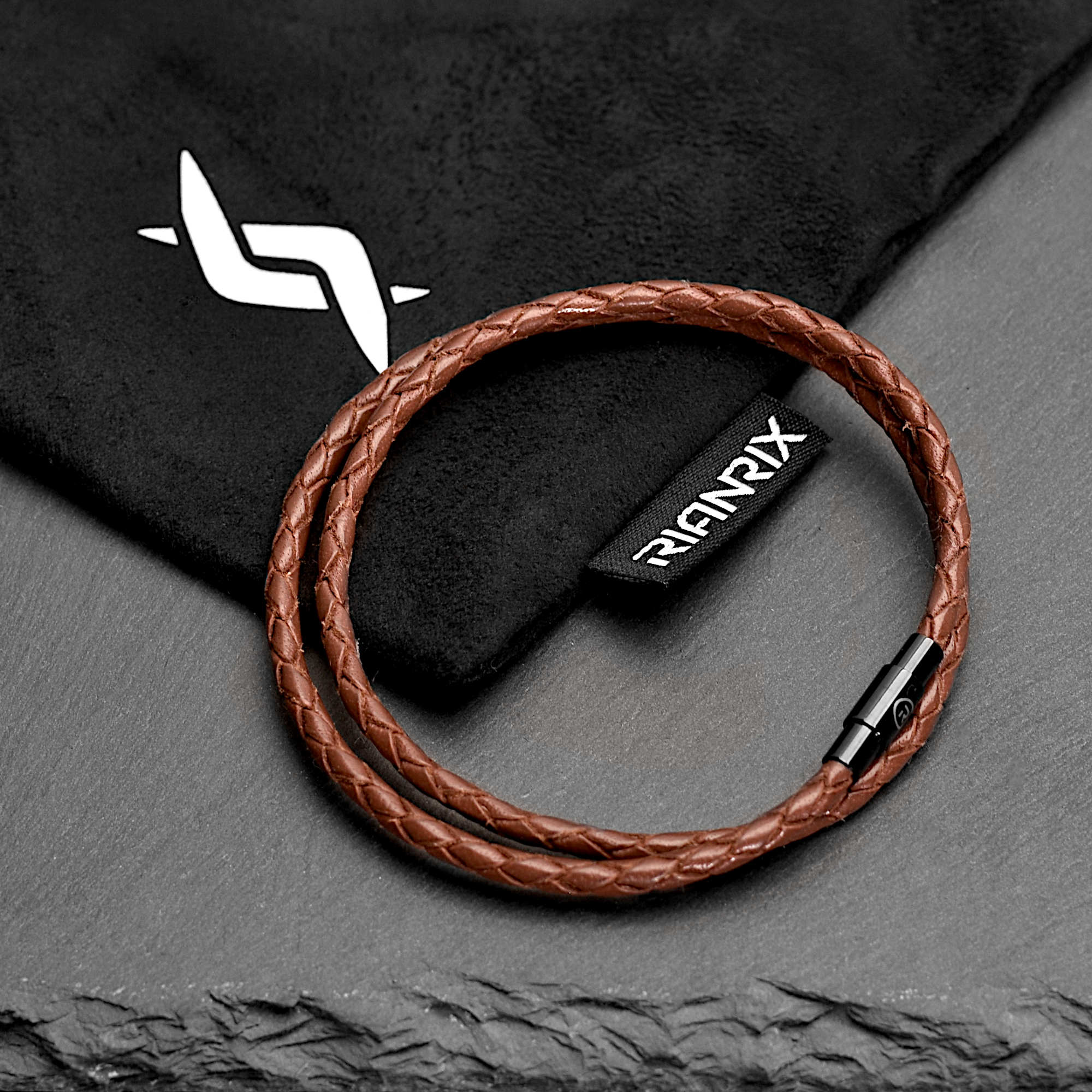 Clayton - 3mm super soft genuine leather bracelet in saddle brown