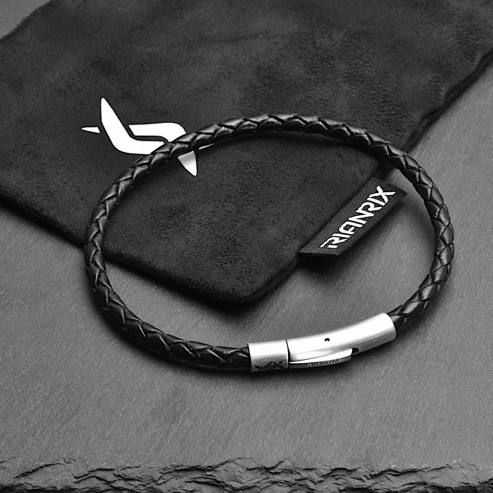 Cole - 4mm bolo genuine leather bracelet in black