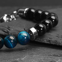 Cyrus - Blue Tiger-Eye & Onyx Bead Bracelet