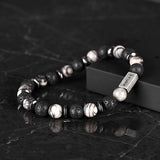 Daxton - 8mm Lava & Spiderweb natural stone bead bracelet