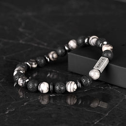Daxton - 8mm Lava & Spiderweb natural stone bead bracelet