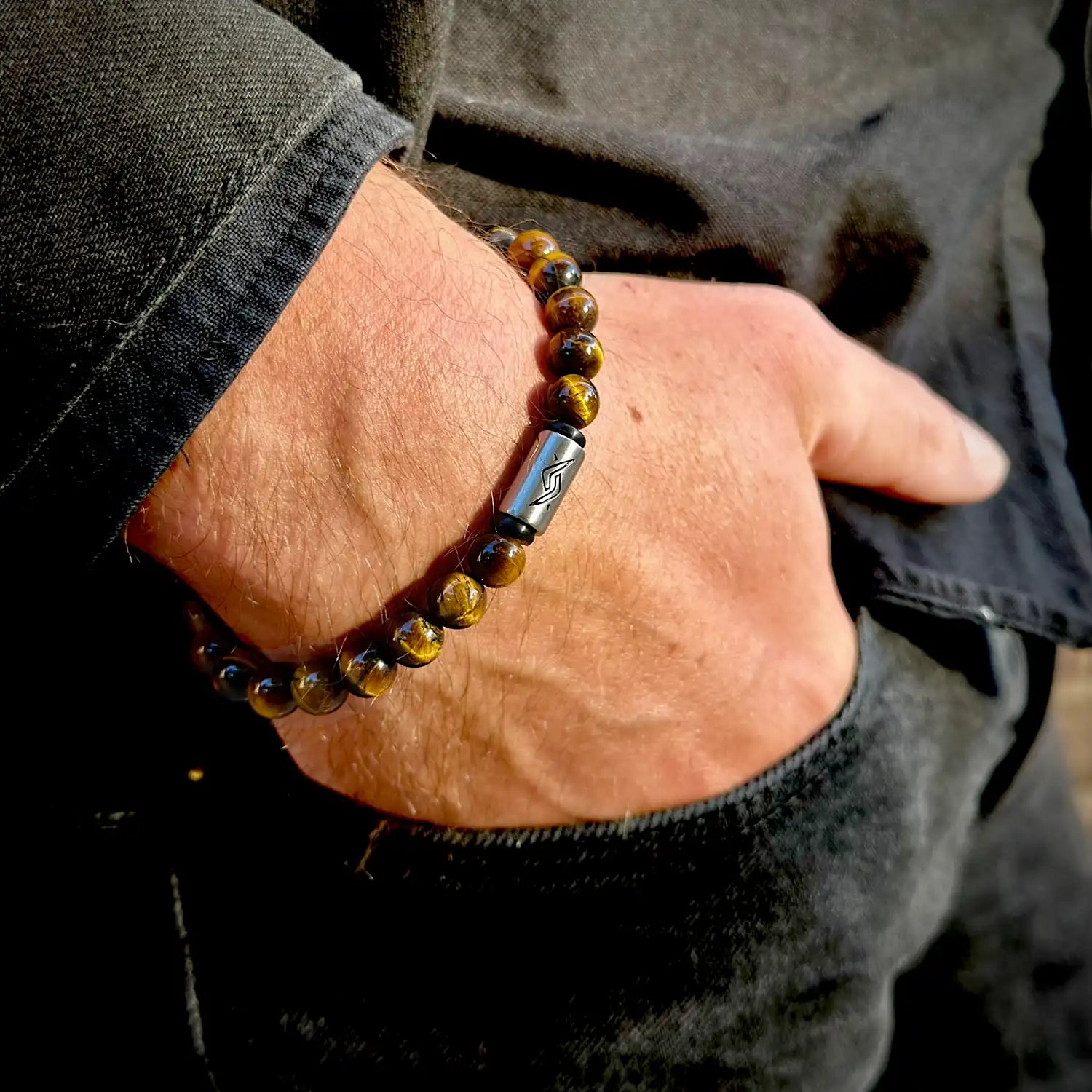 Declan – 8mm yellow tiger eye stone bracelet