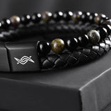 Draco - Leather bracelet with dragon blood stone