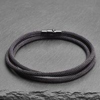 Dusk - 3mm triple-layer Milan rope bracelet in black-grey