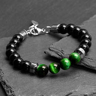 Hunter - Green Tiger-Eye & Onyx Bead Bracelet