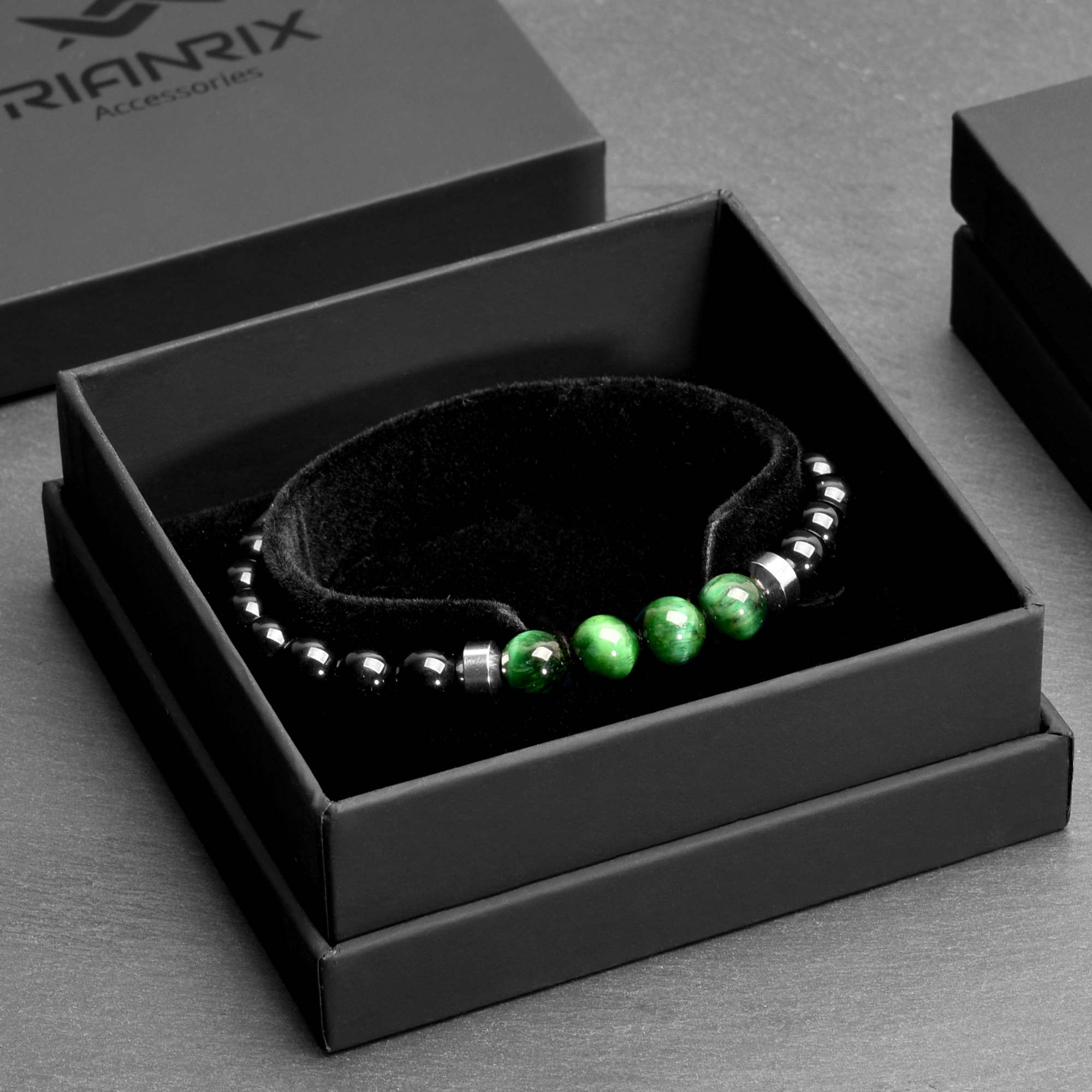 Hunter - Green Tiger-Eye & Onyx Bead Bracelet