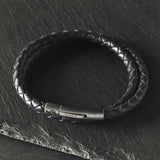 Lennox - 4mm super soft Nappa leather bracelet in classic black