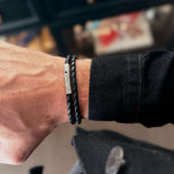 Lennox - 4mm super soft Nappa leather bracelet in classic black