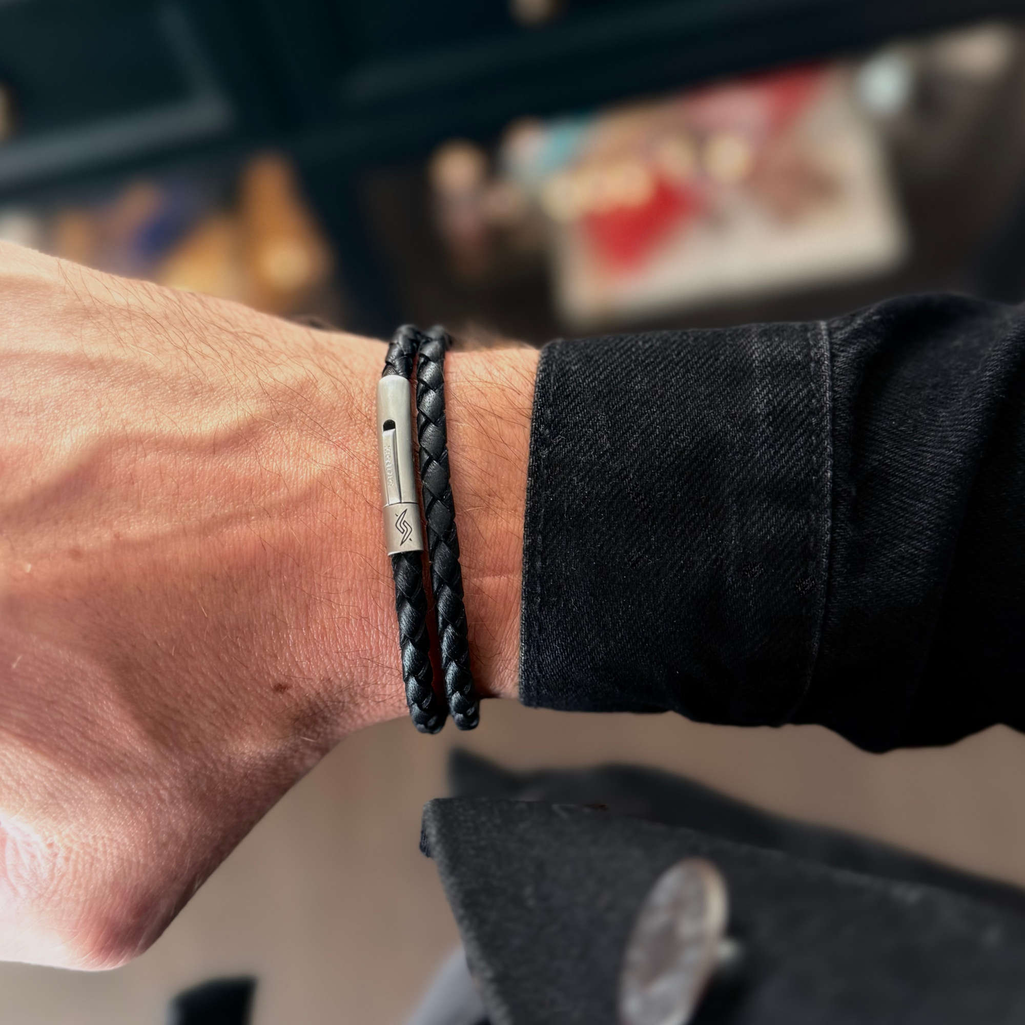 Lennox - 4mm super soft Nappa leather bracelet in classic black