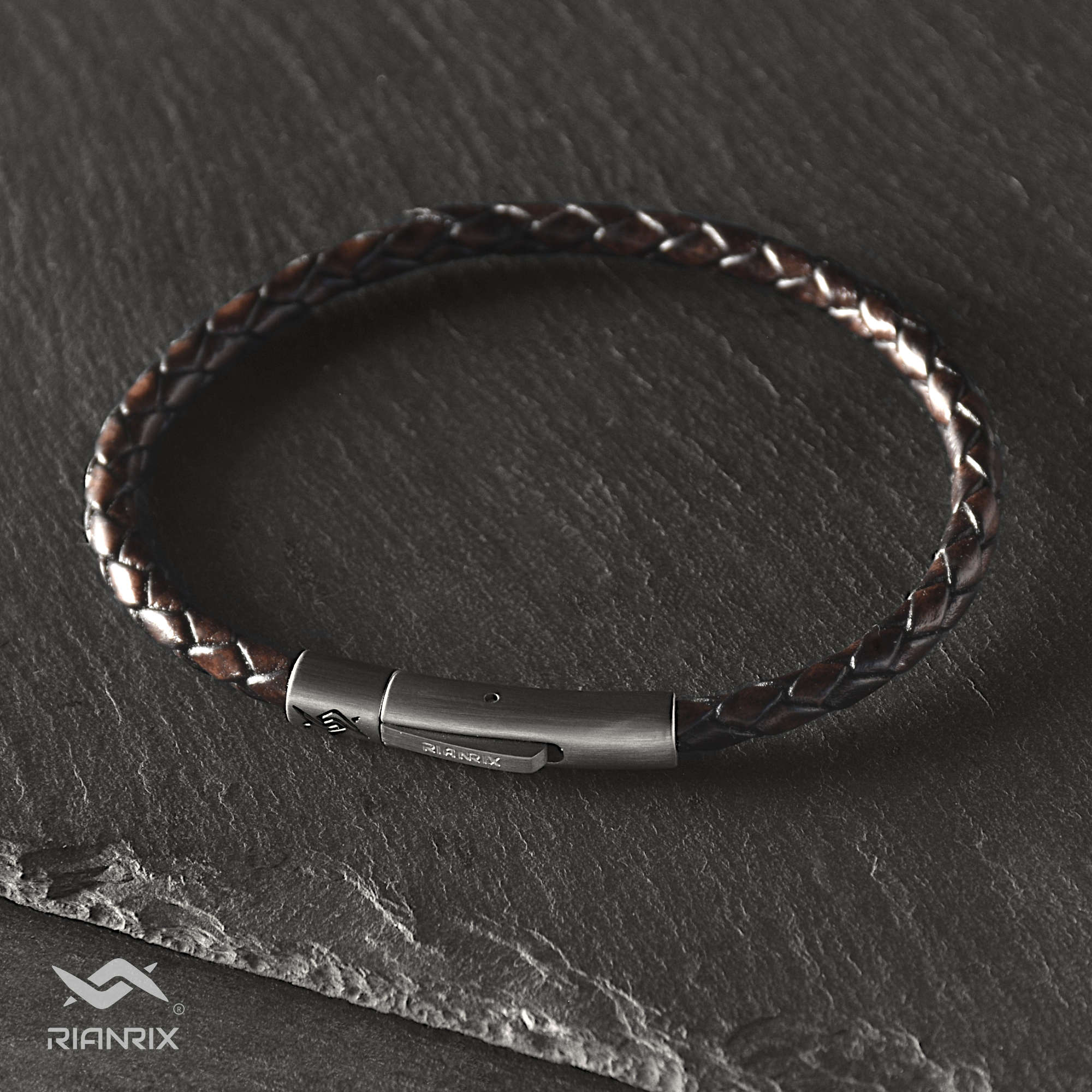 Liam - 4mm bolo genuine leather bracelet in dark brown