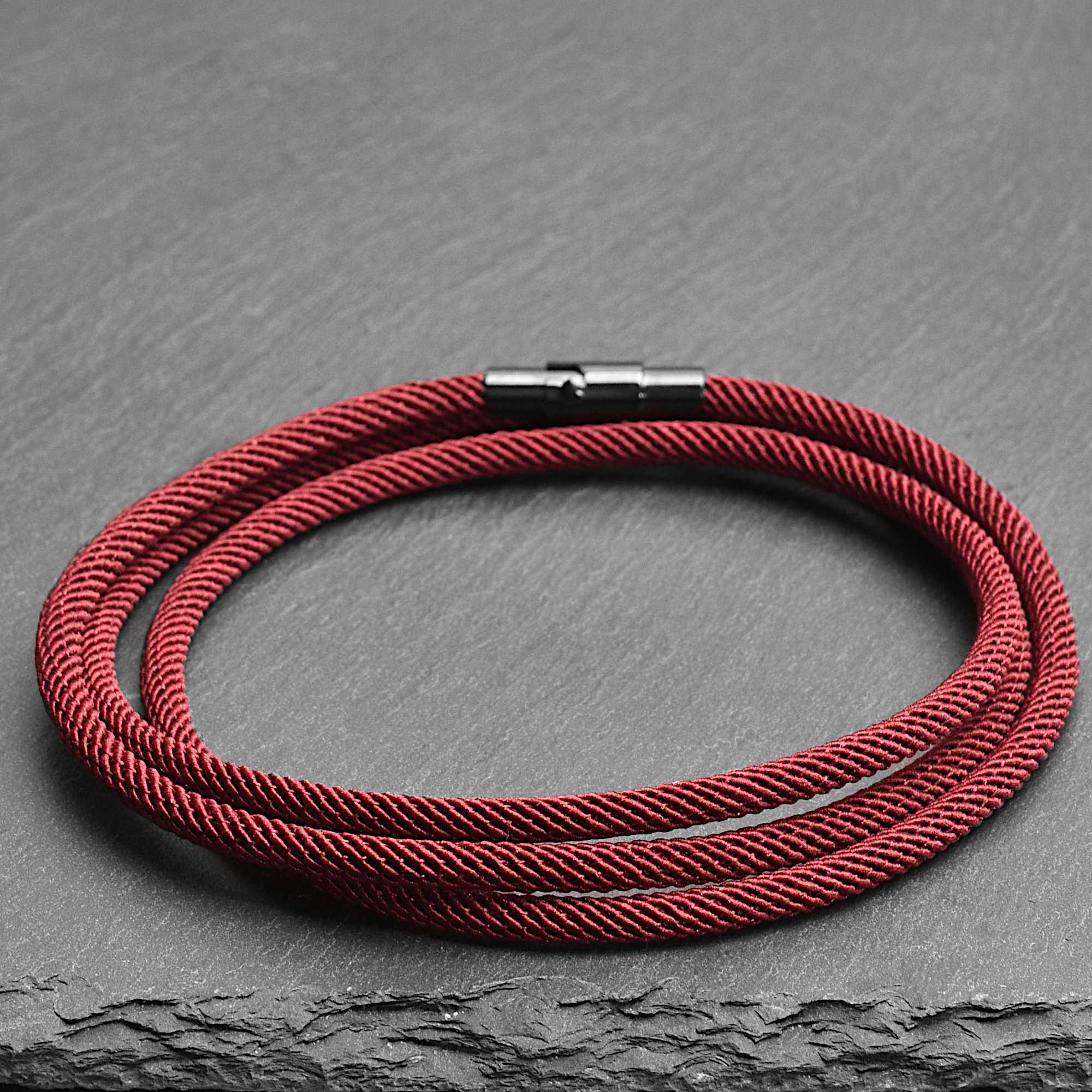 Lucan - 3mm triple-layer Milan rope bracelet in wine red