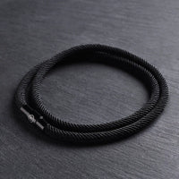 Noir - 4mm doube-layer Milan rope bracelet in true black