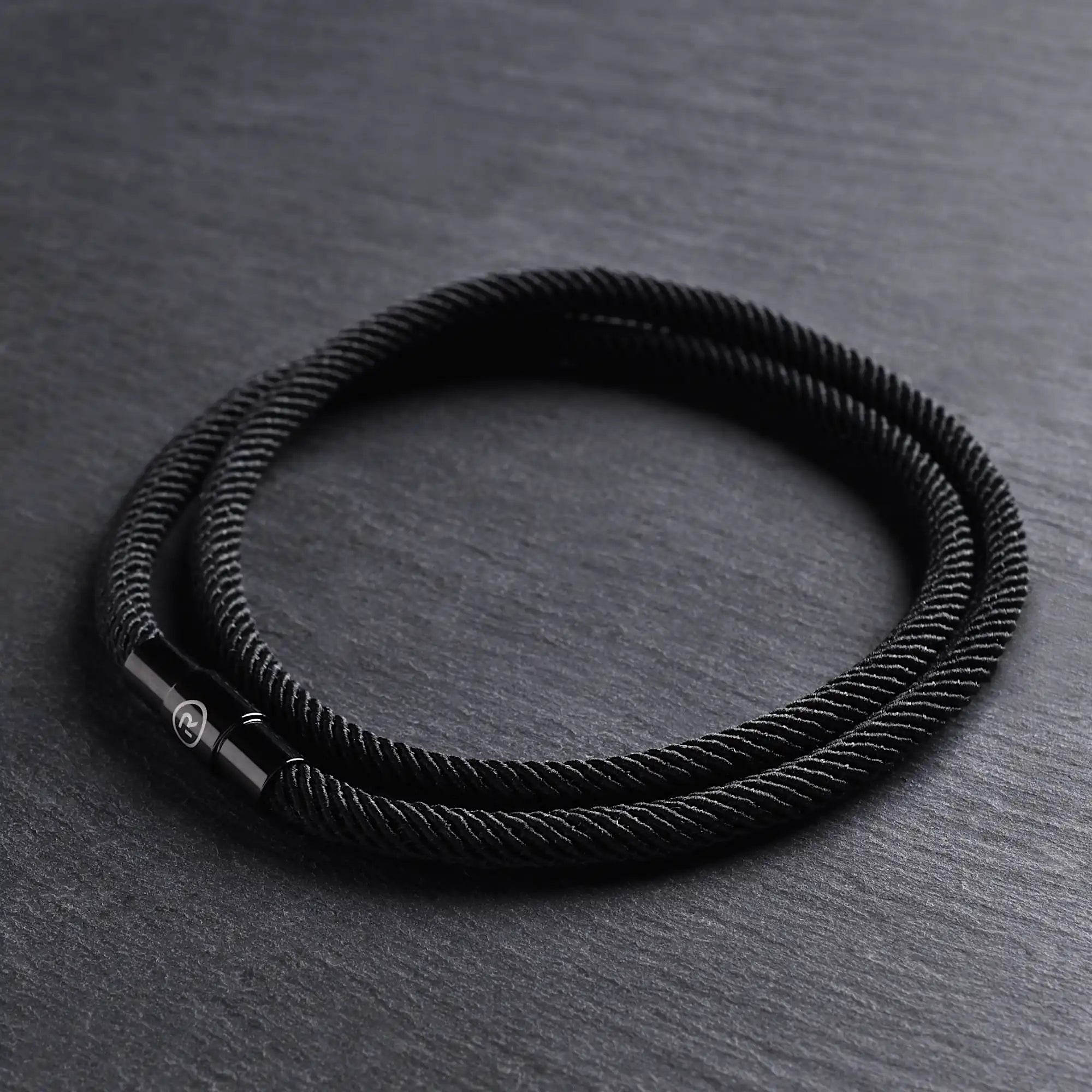 Noir - 4mm doube-layer Milan rope bracelet in true black