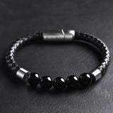 Onyx — Leather Bracelet with Onyx Stone