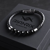 Onyx — Leather Bracelet with Onyx Stone