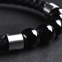 Onyx — Leather Bracelet with Onyx Stone