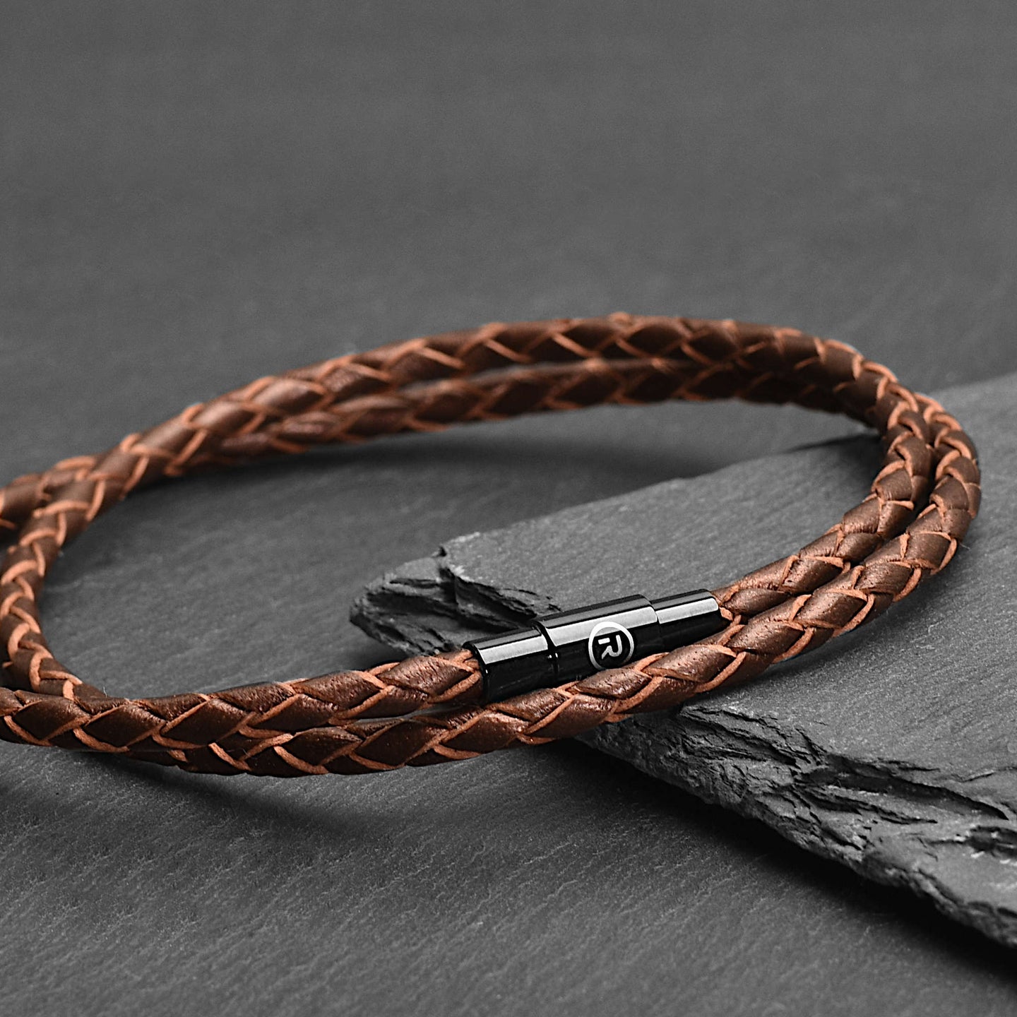 Orion - 3mm super soft genuine leather bracelet in brown metallic