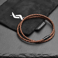 Orion - 3mm super soft genuine leather bracelet in brown metallic