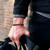 Orion - 3mm super soft genuine leather bracelet in brown metallic