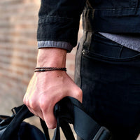 Orion - 3mm super soft genuine leather bracelet in brown metallic