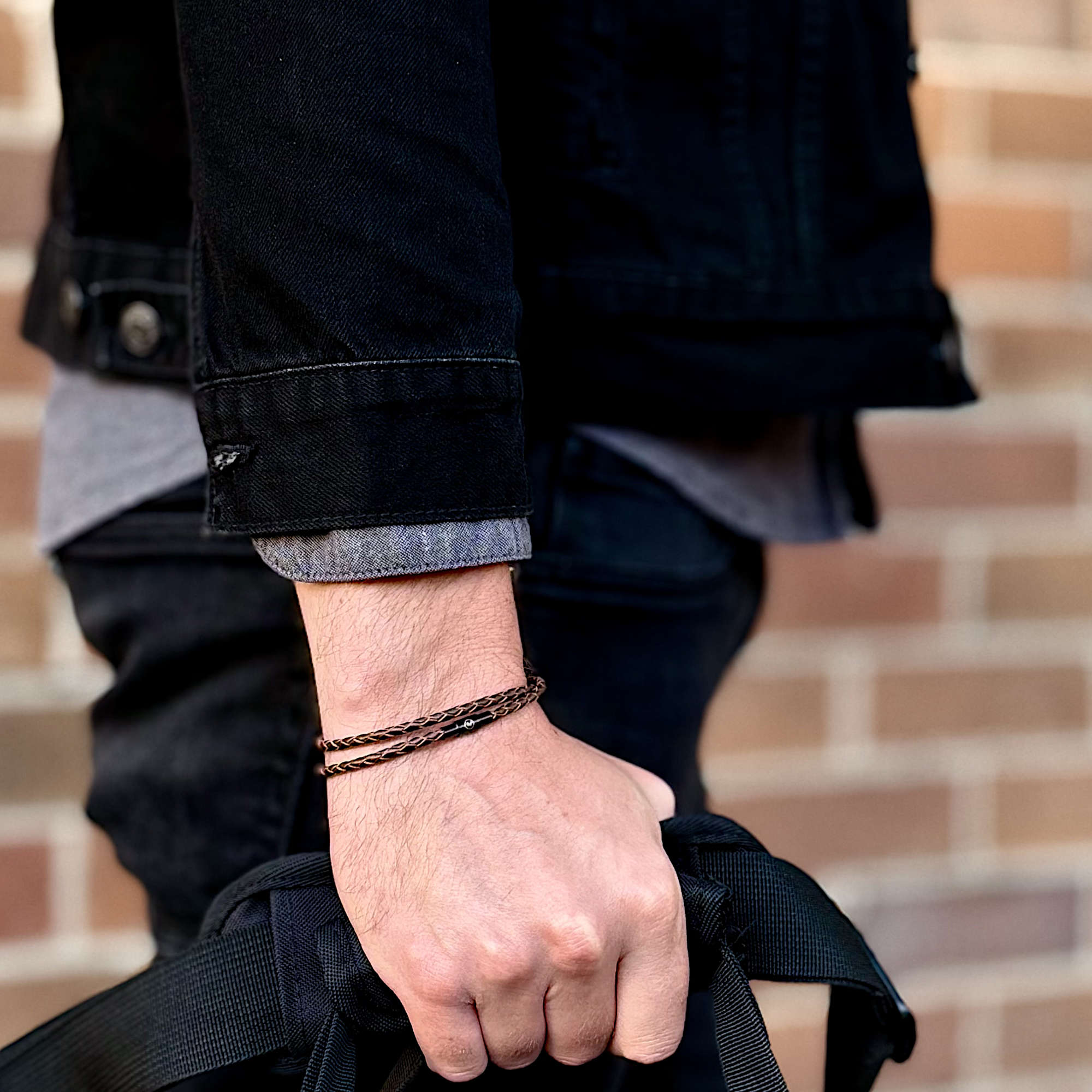 Orion - 3mm super soft genuine leather bracelet in brown metallic