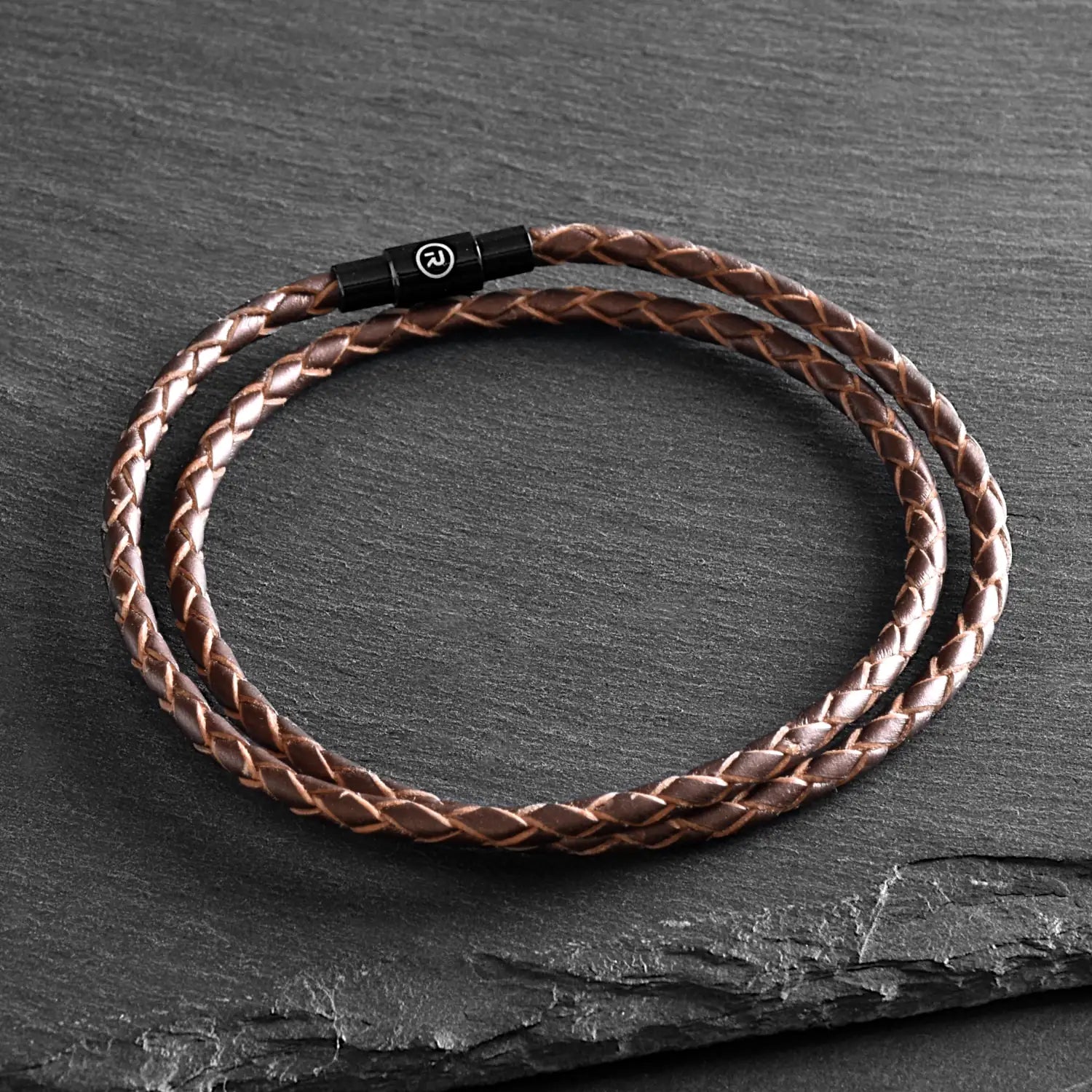 Orion - 3mm super soft genuine leather bracelet in brown metallic
