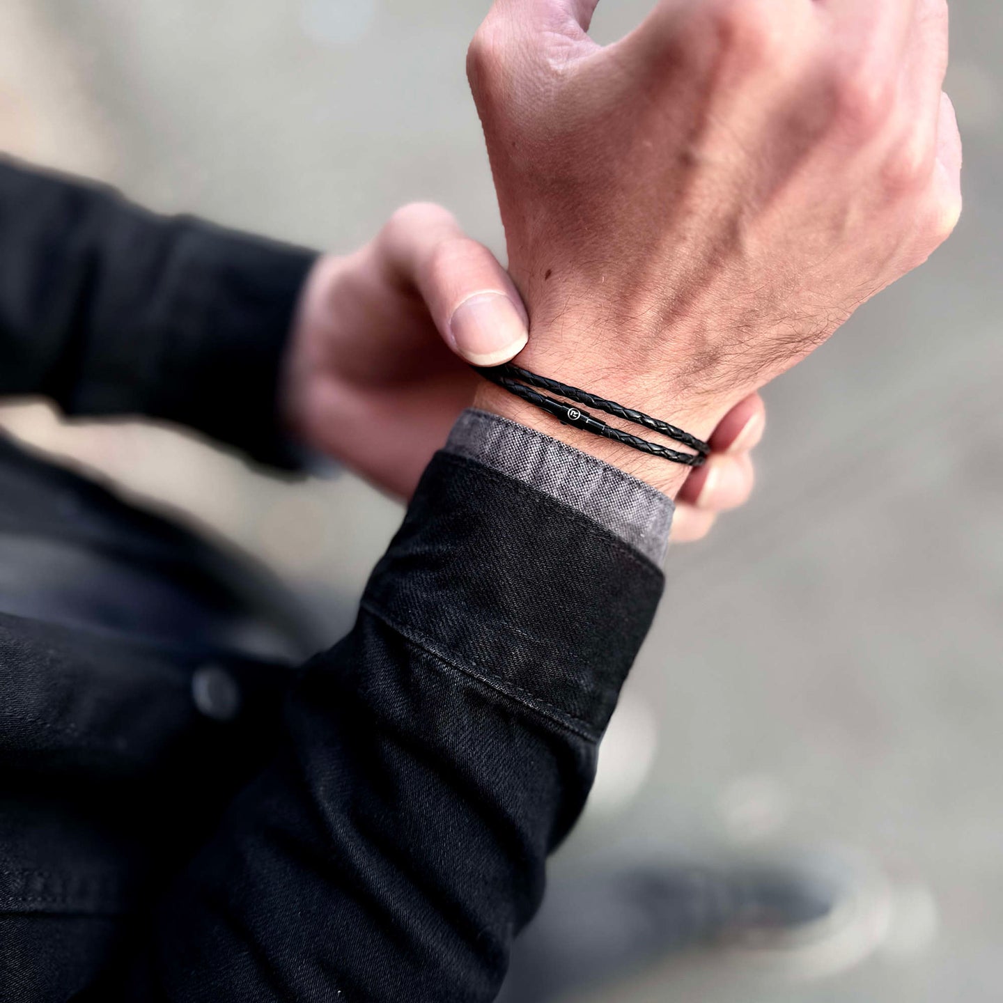 Rafe - 3mm genuine leather bracelet in black