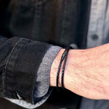 Rafe - 3mm genuine leather bracelet in black