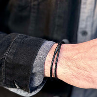 Rafe - 3mm genuine leather bracelet in black