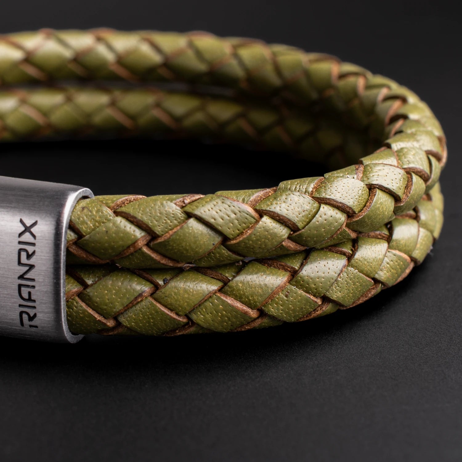Ranger – 6mm Premium Double-Layer Leather Bracelet (olive green)