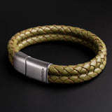 Ranger – 6mm Premium Double-Layer Leather Bracelet (olive green)