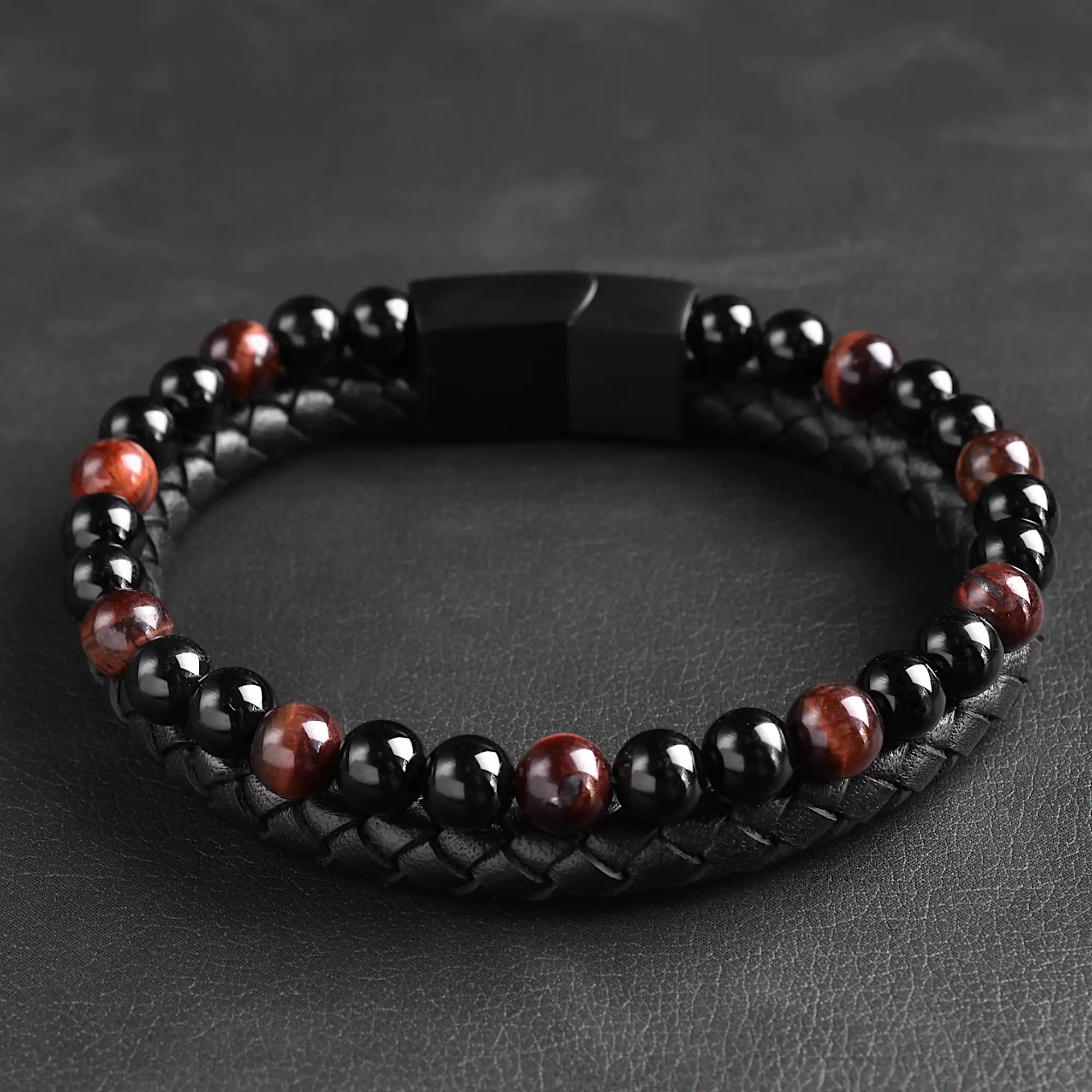Redeye - Leather bracelet with red tiger-eye stone