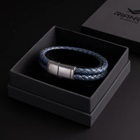 Reef – 6mm Premium Double-Layer Leather Bracelet (Navy Blue)