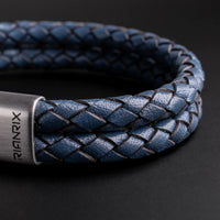 Reef – 6mm Premium Double-Layer Leather Bracelet (Navy Blue)