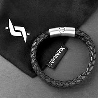 Rhys – 6mm Premium Double-Layer Leather Bracelet (Classic Black)