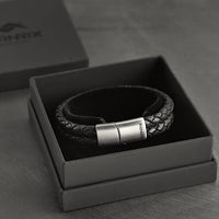 Rhys – 6mm Premium Double-Layer Leather Bracelet (Classic Black)