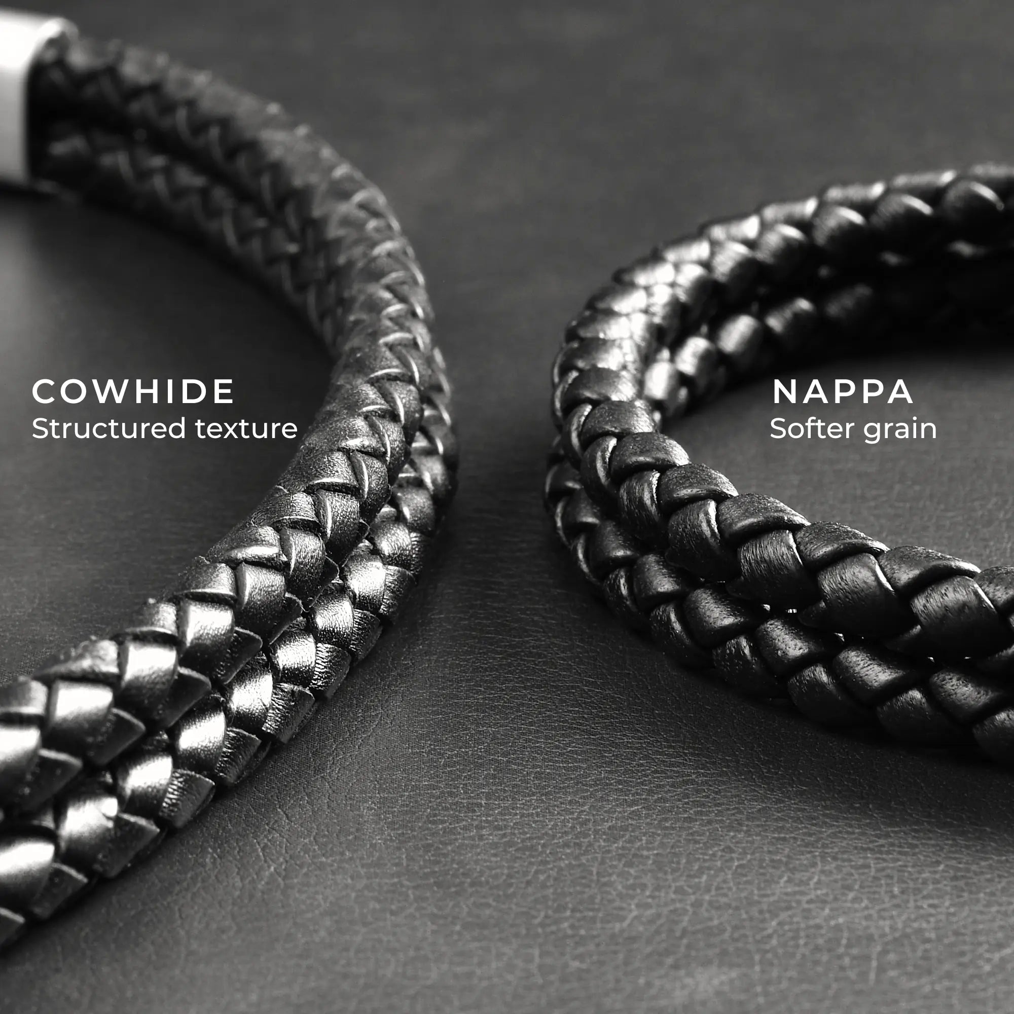 Raven - 6mm bolo genuine leather bracelet in classic black