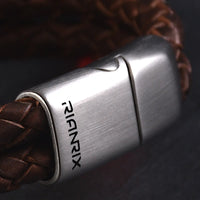 Ridge – 6mm Premium Double-Layer Leather Bracelet (chocolate metallic)