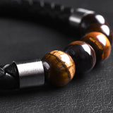 Roman — Leather Bracelet with Yellow Tiger Eye