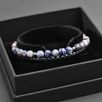 Sodalite - Sodalite natural stone and stainless steel bracelet