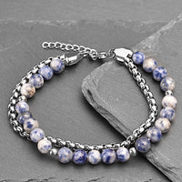 Sodalite - Sodalite natural stone and stainless steel bracelet